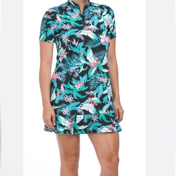 Tommy Bahama Dresses & Skirts - Tommy Bahama Golf Tropical Print Dress - Black, Green, Pink L